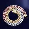 12mm Mixed Color Cuban Necklace Chain Iced Out Zircon Hip hop Jewelry Gold Silver Copper Material CZ Clasp Mens Necklace Link 1622874121