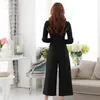 Moda 2 sztuk Zestaw Spodnie Damskie Kobiety Z Długim Rękawem Jesień Wiosna Eleganckie Biurowe Pant Suits Plus Size Uniform Work Style