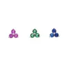 three stone Triangle cz earring 925 sterling silver multi piercing stud green red blue white 4 colors minimal cute small cz earrings