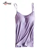 Women's Adjustable Strap Built In Bra Padded Bra Modal Tank Top Camisole Night Sleepwear Women tops 2017 New Fitness Base Cami