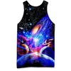 RAISEVERN hommes débardeur sous-vêtements Sexy été 3D Galaxy espace imprimé haut t-shirts chemises sans manches Stringer Sinlets musculation