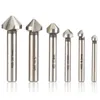 Freeshipping 6Pcs/lot HSS 3 Flute 90 Degree Countersink Chamfer Cutter End Mill Milling Drill Bits Set Woodworking Tool High Quality