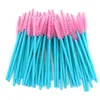 Disposable Mascara Wands Blue Handle Pink Head Lashes Brushes 500pcs/lot Nylon Makeup Brushes Eyelash Extension Tools