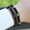 HYHONEY Trendy Kaiser CZ König Crown Charms Armband Naturstein Perlen Für Männer Schmuck Weihnachten geschenke pulseira masculina