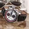 Sport Watch for Man Quartz Stopwatch Mens Chronograph Watches Rostfritt Steel Wrist Watch Läderband CP20227H