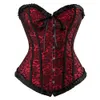 Sexy Satin Floral Gothic Lace Up Boned Overbust Corset Bustier Waist Trainer Plus Size S6XL With G String9329171