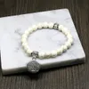 Bracelet en perles de Howlite blanches de 8mm, perles de Yoga, gourde Mala, Bracelet de prière pour la méditation, pendentif arbre de vie pour femmes