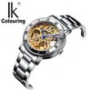 Reloj femenino, relojes automáticos de esqueleto para mujer, relojes mecánicos en tono dorado, relojes para colorear IK de la mejor marca famosa