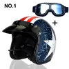 VOSS Open Face 3 4 Motorrad Motocross Casco Capacete Helm Rollerhelm Vintage und silberne Brille3144