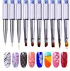 Nagel uv gel pensel liner målning penna akryl teckning pensel för naglar gradient rhinestone handtag manikyr nail art verktyg