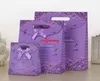 100pcs 3 Sizes Purple Craft Paper Gift Bag For Candy Cookie Makeup With Handle Christmas Wedding Party Favors Packaging F051401