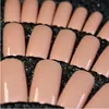 Deep Nude Press On Nails Extra Long Square Shimmer Glitter Pattern False Nails Lady Full Wrap Pink Acrylic Tips