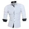 Men Designer Shirt Classic Style Long-Sleeve Dress Shirts for Males Slim Casual Clothes Men's Cothing White Black tshirt