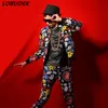 Camouflage Graffiti Abiti da uomo Costume maschile Ballerino hip-hop Cantante sul palco indossa spettacoli Reggiseno da discoteca Abbigliamento Rock Dance Blazers