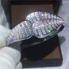 Hoge kwaliteit luxe bruids grote armband prinses gesneden diamant 925 zilver gevulde verlovingsarmband voor vrouwen bruiloft sieraden