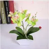 Yapay Kelebek Orkide Çiçek + Vazo Seti Gerçek Dokunmatik Yapay Bitkiler Genel Çiçek Düğün Hediyesi için