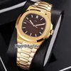 Novo clássico 5711 18K ouro amarelo preto textura Dial 40mm A2813 relógio automático masculino relógios esportivos aço inoxidável barato Puretime 2289