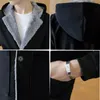 Myazhou 2018 New Win Wilk Coat Mężczyźni Wypoczynek Długie sekcje Woolen Coats Męskie Pure Color Casual Fashion Kurtki Dorywczo Płaszcz
