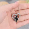 Diamond Crystal Couple Cat Heart Necklace Silver Pendant Chain Women necklaces Fashion Jewelry Gift will and sandy