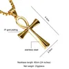 Hanche entière la croix de la vie pendentif colliers couleur or en acier inoxydable collier égyptien pour hommes bijoux 260j