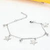 stainless steel Silver Bracelet Double Chain 3 Star Pendant and 5 Ball Pendant Anklet Adjustable Size