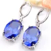 Novela Luckyshine 5 juegos delicada elipse fuego azul topacio circonio cúbico 925 colgantes de plata collares pendientes regalo boda Jewelr289F