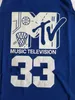 Mens vai smith # 33 jerseys de basquete preto televisão televisão primeiro anual rock n'jock b-ball jam 1991 azul costurado camisas s-xxl