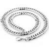 9/13/15mm Moda uomo Cool Silver Acciaio inossidabile Bling Curb Collana Catena 8 "-40" Alta qualità