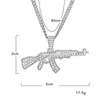 Collier pendentif pistolet à durée limitée hommes alliage pleine chaîne en cristal Bling Hip Hop accessoires en cristal collier masculin médaillon colliers pour femmes