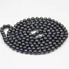 Hand knotted Beautiful 7-8mm natural white pink color black freshwater cultured pearl necklace 120cm fashion jewelry