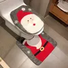 Christmas Toilet Seat Cover Cushion Toilet Kit Christmas Ornament Santa Claus Rug Bathroom Set Xmas Gift New Year