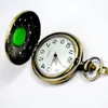 50 pz/lotto classico occhio di gatto verde grande orologio da tasca intagliato hollow orologio da tasca flip quadrante ciondolo collana catena orologio da tasca al quarzo PW019