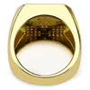 Nuovo Hip Hop Ottone Forma Colore anelli placcati oro fuori ghiacciato Cz Strone geometrica Men Square s' Ring Jewerly