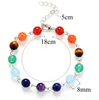 7 Farben Naturstein Perlen Schmuck Sets 7 Reiki Chakra Heilung Balance Perlen Armband Ohrringe und Halskette Sets Männer Frauen Yoga Schmuck