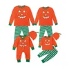 Halloween Costumes Family Matching Pajamas Outfits Autumn Family Clothes Set Halloween Pumpkin Stripe Outfits Family LooK Kids Baby Clothes