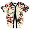 Styl Styl Hipster Hip Hop Tee Koszula Mężczyźni Kobiety 3D Kwiatowy Druku Koszulka Baseball Jersey Ulica Casual V-Neck Buon Down Tops