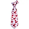 MensWhite tie with print red heart pattern mens tie Meeting Business wedding party Casual Party Necktie N-3097284D