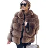 Women Faux Fox Fur Coat New Winter Coath Plus Womens Stand Stand Collar Long Faux Fur Fur Jacket Gilet Fourrure