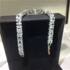 Vecalon Charm Female White Gold Filled bracelets Princess cut 5A Zircon cz Silver Colors bracelet for women Fashion Jewerly