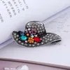 3 cores chapéus da moda broche de strass broches de grife distintivo de metal esmaltado broche feminino joias de luxo decoração de festa