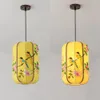 Chinese Hand-Painted Lanterns Restaurant Pendant Light Balcony Corridor Hanging Lamp Pastoral Birds Bedroom Dining Room Pendant Lamps