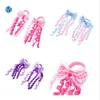 MISM2pcs/set Kids Curl Ribbon Scrunchy Hair Accessories Colorful Children Elastic Hair Ties Girls Bowknot Hair Clip Random Color