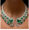 Vintage Green Rhinestone Necklace sexy Chunky Chokers for Women Crystal Statement Necklace Bling Costume Jewelry 1 Pc