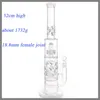 20.4 "Big Glass Bong Hookahs For Strong Men 7mm Tjocklek Fyra perc -delar Glasvattenledningar