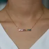 rainbow cz bar necklace simple classic fashion jewelry Gold plated colored cz minimal colorful cz necklaces