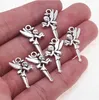 100 stks Alloy Fairy Angel Charms Antique Silver Charms Hanger For Necklace Sieraden Maken Bevindingen 25x14mm