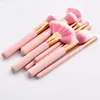 Brand New 10pcs Makeup brushes set pink color wood handle high quality synthetic hair DHL Free cosmetic brushes