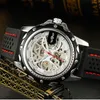 NEW WINNER Fashion Men's Silicone sports Watch Skeleton Hand-Winding Mechanical Wristwatch military clock Erkek Kol Saati224t