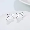 Fin 925 Sterling Silver Örhänge, 2018 Ny stil 925 Silver X-formade geometriska örhängen för kvinnor mode smycken Hot Sale SE019