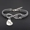 10 stks / partij Infinity Love 8 Armband Familie Moeder Moeder Charm Hart Hanger Dames / Mannen Eenvoudige Gemengde Armbanden / Armbanden Sieraden Gift A9